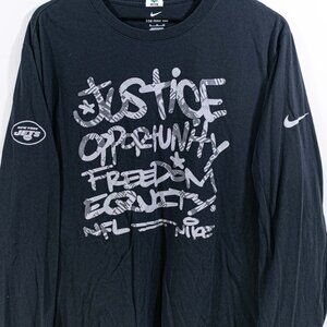NIKE NFL Justice Opportunity Freedom Equality Long Sleeve T-Shirt XL NY Jets